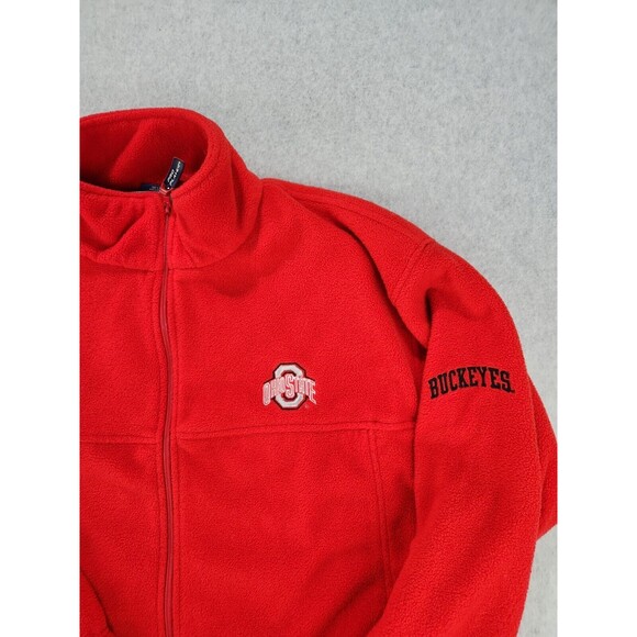 Ohio State Buckeyes Jacket Mens Large XL Red Fleece Full Zip‎ OSU Football Coat - Picture 8 of 14